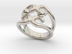 Two Bubbles Ring 28 - Italian Size 28 in Rhodium Plated Brass