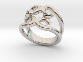 Two Bubbles Ring 29 - Italian Size 29 in Rhodium Plated Brass