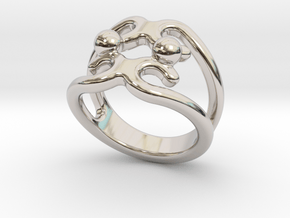 Two Bubbles Ring 33 - Italian Size 33 in Rhodium Plated Brass