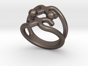 Two Bubbles Ring 33 - Italian Size 33 in Polished Bronzed Silver Steel