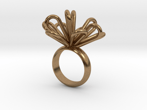 Loopy petals ring in Natural Brass