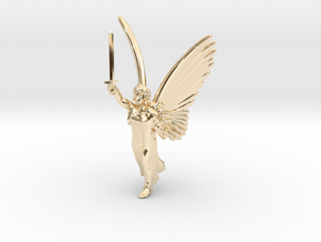 32mm Angel with sword in 14k Gold Plated Brass