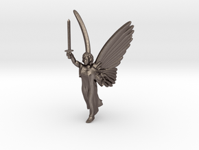 32mm Angel with sword in Polished Bronzed Silver Steel