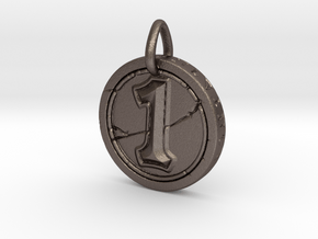 Hearth Stone Coin Pendant in Polished Bronzed Silver Steel