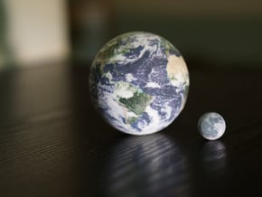 Earth & Moon to scale in Full Color Sandstone