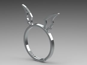 Devil's Wing Ring in Polished Nickel Steel
