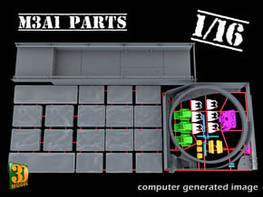 M3A1 halftrack parts (16th scale) in Tan Fine Detail Plastic