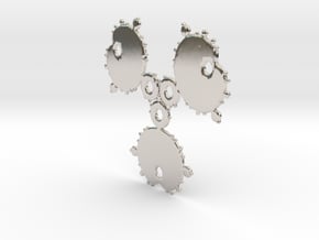 Mandelbrot 3 Leaf Out Pendant in Rhodium Plated Brass