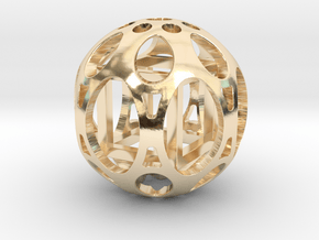 Sphere housing a cube in 14K Yellow Gold