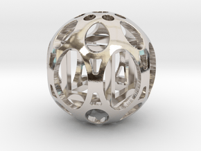 Sphere housing a cube in Rhodium Plated Brass