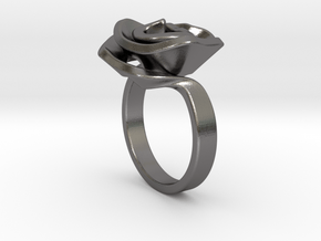 Rose ring in Polished Nickel Steel