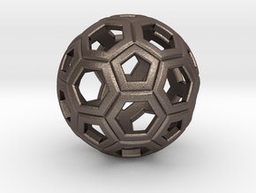 Soccer Ball 1 Inch in Polished Bronzed Silver Steel