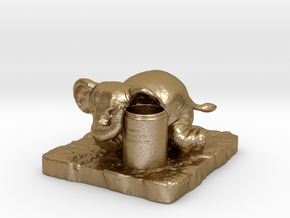 Elephant Pen holder in Polished Gold Steel