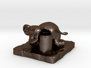 Elephant Pen holder in Polished Bronze Steel