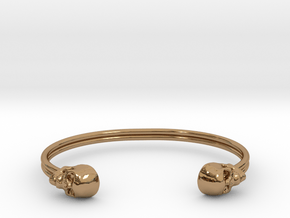 Double Banded Skull Cuff in Polished Brass: Small