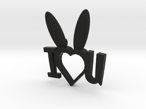 I Heart You Bunny pendant in Black Natural Versatile Plastic