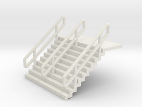 N Scale Stairs H12.5mm + 6mm Platform in White Natural Versatile Plastic