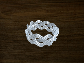 Turk's Head Knot Ring 3 Part X 10 Bight - Size 11 in White Natural Versatile Plastic