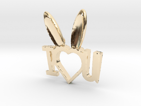 I Heart You Bunny pendant in 14k Gold Plated Brass