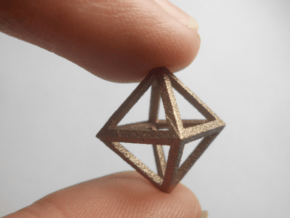 Faceted Minimal Octahedron Frame Pendant Small in Polished Bronzed Silver Steel