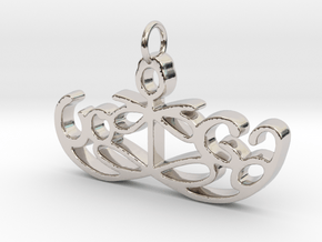 Yoga Glee Pendant Symbol and Text in Rhodium Plated Brass