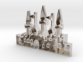 mold of an oriantal city in Rhodium Plated Brass