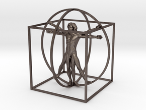 Vitruvian Man Stainless Steel. in Polished Bronzed Silver Steel