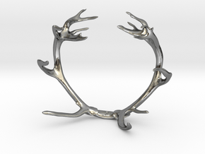 Red Deer Antler Bracelet 80mm in Polished Silver