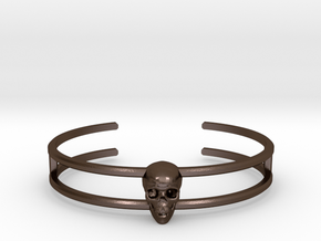 Double Stranded Single Skull Cuff in Polished Bronze Steel: Small