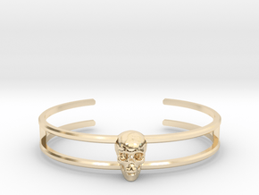 Double Stranded Single Skull Cuff in 14k Gold Plated Brass: Small