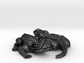 Reptiles, YingYang, with magnet hole. in Polished and Bronzed Black Steel