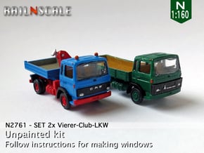 SET 2x Vierer-Club-LKW (N 1:160) in Smooth Fine Detail Plastic