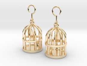 Birdcage Earrings in 14k Gold Plated Brass
