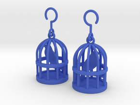 Birdcage Earrings in Blue Processed Versatile Plastic