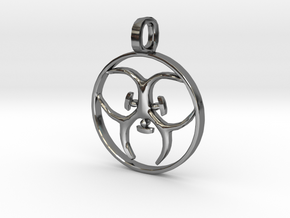 [The 100] (Small) Trigedakru Symbol Pendant in Fine Detail Polished Silver