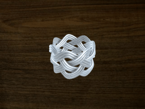 Turk's Head Knot Ring 4 Part X 7 Bight - Size 5 in White Natural Versatile Plastic