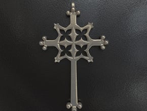 Gothic Quatrefoil Cross in Polished Bronzed Silver Steel