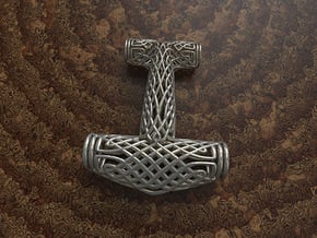 Thors Hammer Pendant in Polished Bronzed Silver Steel