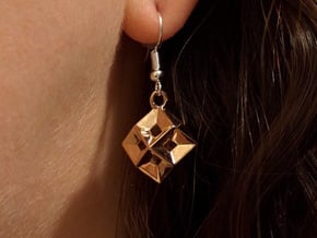 Tessellating Earrings - Metal in Polished Bronze