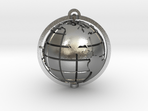 World Pendant in Natural Silver: Small