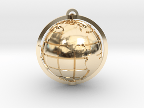 World Pendant in 14k Gold Plated Brass: Small