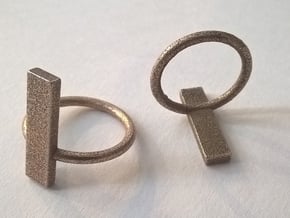 Long ring - size 54 in Polished Bronzed Silver Steel