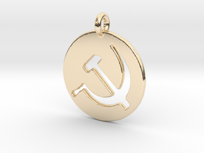 Hammer and Sickle USSR medallion in 14K Yellow Gold
