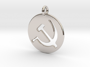 Hammer and Sickle USSR medallion in Rhodium Plated Brass