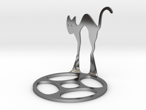 Icelandic Christmas Cat Tealight in Fine Detail Polished Silver