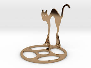 Icelandic Christmas Cat Tealight in Polished Brass