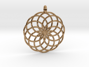 14 Ring Pendant - Flower of Life in Polished Brass