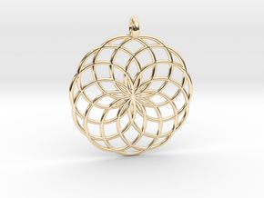 14 Ring Pendant - Flower of Life in 14k Gold Plated Brass