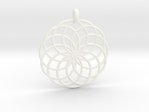 14 Ring Pendant - Flower of Life in White Processed Versatile Plastic