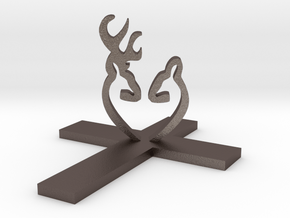 Cross&Deer Small in Polished Bronzed Silver Steel